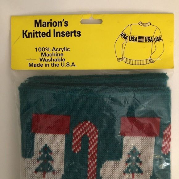 Vintage Marion's Knitted Inserts Sweater Christmas Candy Cane Stocking #340 - Picture 2 of 5